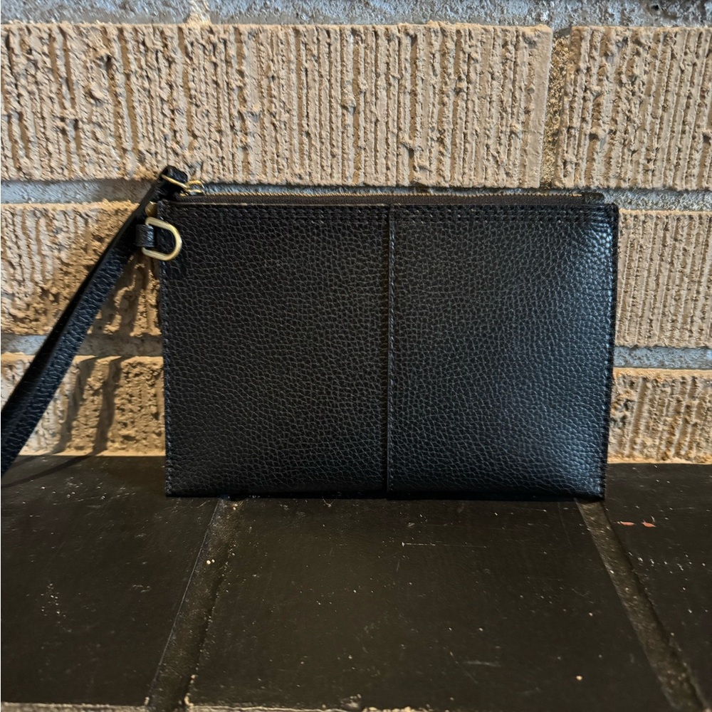 HOBO Black Textured Clutch with Wrist Strap